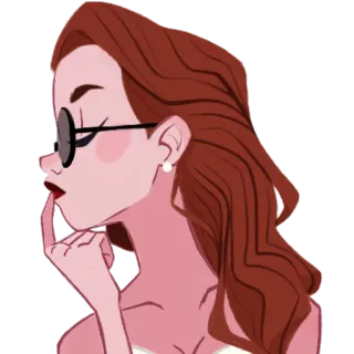 😌 5e590961 mujer, gafas de sol, moda, retrato, ilustración, estilo telegram sticker