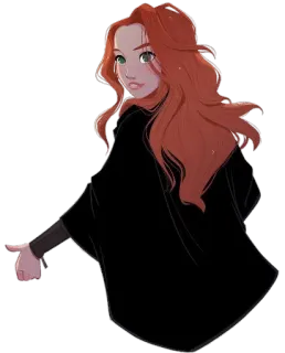 👍 70c0dc86 mujer, pelo rojo, ilustración, dibujo animado, arte digital, gesto telegram sticker