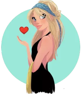 ❤️ 76177c10 mujer, corazón, chica, rubia, amor, dibujo animado, ilustración telegram sticker