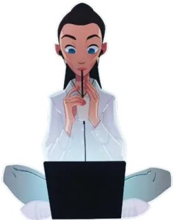 🍹 7c94dbbf mujer, portátil, estudiando, ordenador, trabajo, estudiante telegram sticker