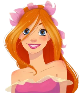 😍 8062ca7b dibujo animado, mujer, chica, pelo naranja, princesa, corona de flores telegram sticker