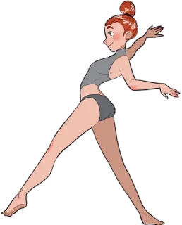 🏃‍♀ a19b06ce mujer, baile, pose, flexible, gimnasia, atlético, bailarina, dibujo animado telegram sticker