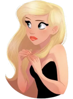 😞 bf56f8b7 rubia, chica, retrato, dibujo animado, mujer, ilustración telegram sticker