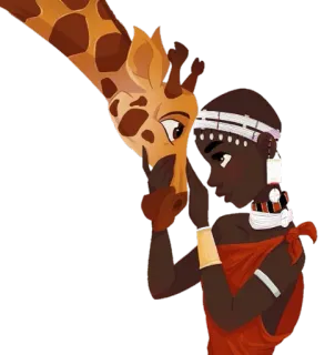 💕 dd13b12d jirafa, áfrica, africano, chica, animal, fauna, dibujos animados, personaje telegram sticker