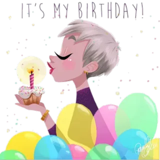 🎂 eba0643e It's my birthday! cumpleaños, celebración, cupcake, globos, fiesta telegram sticker