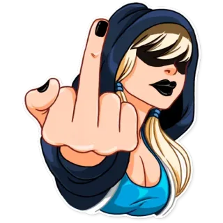 🖕 99e231cc middle finger, offensive, gesture, hoodie, woman telegram sticker
