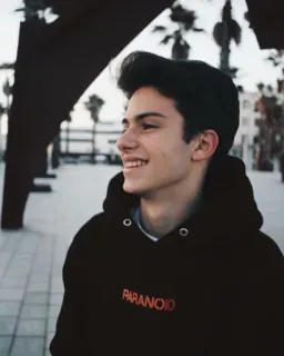 👊 521a2ad4 PARANOID hoodie, paranoid, clothing, teenager, young, smile, black hoodie telegram sticker