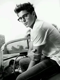 👊 b3eae260 man, glasses, portrait, actor, casual, black and white telegram sticker