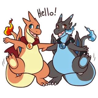 👋 dc98f03f Charizard Pokemon Hello! Charizard, Pokémon, fuego, dragón, videojuego, dibujos animados telegram sticker