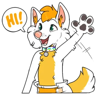 👋 0c131817 HI! หมา, มีขน, สัตว์, สวัสดี, ทักทาย, การ์ตูน telegram sticker