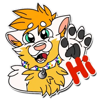 🖐 77df567a Hi แมว, สัตว์, เป็นมิตร, รุ้ง, ปลอกคอ, ทักทาย, สวัสดี telegram sticker