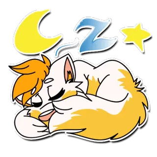 😴 d776db95 Z นอนหลับ, พระจันทร์, ดาว, กลางคืน, การ์ตูน, สุนัขจิ้งจอก, สัตว์ telegram sticker