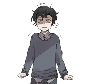 😰 14586222 Аниме, Персонаж, эмоциональный, грустный, в стрессе, тревожный telegram sticker