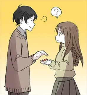 🍬 1708676c Аниме, Мультфильм, Пара, Вопрос, Подарок, Манга, Романтика telegram sticker