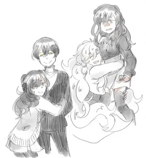 🫂 614ab5e8 Аниме, Дружба, Эскиз, Персонажи, Объятие, Милый telegram sticker