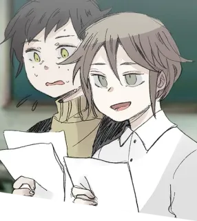 😅 c1466cde аниме, мультфильм, школа, студенты, бумага, улыбающийся telegram sticker