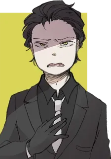 🗣 e22de340 Аниме, Мужчина, Костюм, Перчатки, Серьезный, Мультфильм, Персонаж telegram sticker