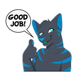 👍 1461a5a4 GOOD JOB! Furry, Antropomorfik, Kucing, Jempol ke atas, Kerja bagus, Positif, Persetujuan telegram sticker