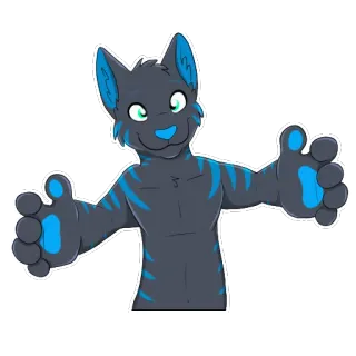 🤗 1f405ffe Furry, Anthro, Kucing, Binatang, Kartun, Ilustrasi, Peluk, Lucu telegram sticker