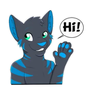 👋 2c4b968a Hi! kucing, antro, furry, salam, hai, ramah, melambai telegram sticker