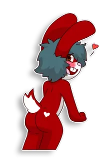 🍑 330041dc animale, cartone animato, coniglio, rosso, amore, cuore, peloso whatsapp sticker