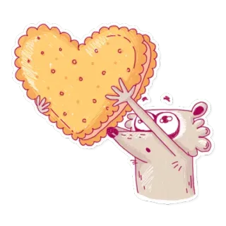 💛 11848394 cookie, heart, love, dessert, sandwich, mouse, animal telegram sticker