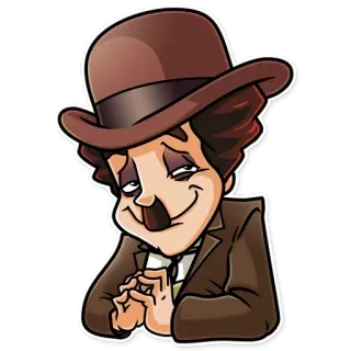 😇 8c3d25cd Charlie Chaplin ชาร์ลี แชปลิน, หนังเงียบ, นักแสดงตลก, นักแสดง, หมวกโบว์เลอร์, หนวด telegram sticker