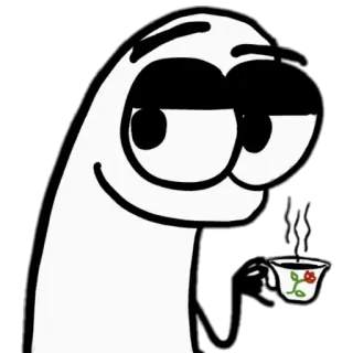 😏 1232e506 Cartoon, Personage, Thee, Grappig, Meme telegram sticker