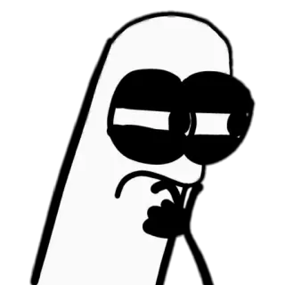 🤔 d652043a cartoon, denken, personage, animatie, doodle, zwart wit telegram sticker