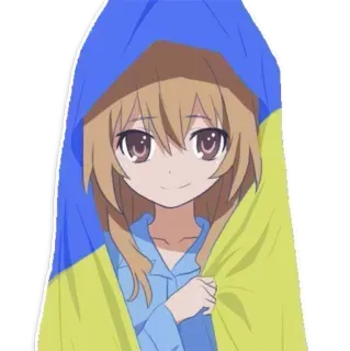 😀 2499b0cf Anime, Dessin animé, Personnage, Drapeau, Ukraine, Fille telegram sticker