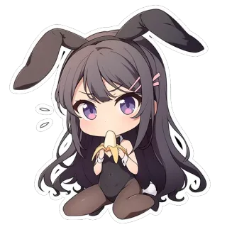 🍆 9b458b95 Anime, Lapin, Chibi, Mignon, Fille, Dessin animé telegram sticker