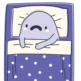 😚 32c37759 นอน, การ์ตูน, เตียง, น่ารัก, เศร้า, สัตว์ประหลาด telegram sticker