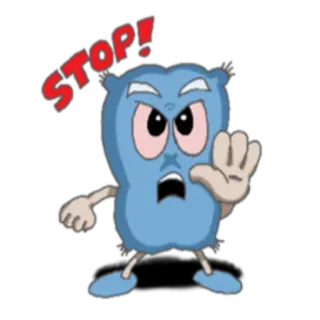 ✋ eca6617e STOP! Pare, Aviso, Desenho animado, Bravo, Mão telegram sticker