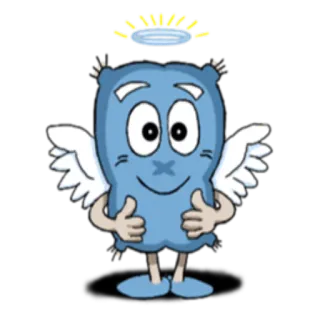 😇 ed38dae7 Desenho animado, Anjo, Bonito, Asas, Halo, Azul, Almofada telegram sticker