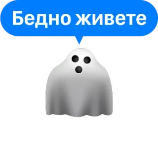 👻 3c3433c5 Бедно живете 幽霊, ブー, シーツ, 貧しい, 生きている, 悲しい telegram sticker