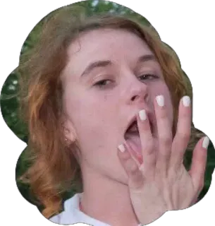 🤗 acc2b314 personne, femme, bouche ouverte, doigts, geste, main telegram sticker