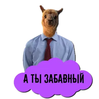 ☺️ 5eb87ecc А ТЫ ЗАБАВНЫЙ llama, camiseta, corbata, nube, gracioso, mono, animal, alpaca telegram sticker