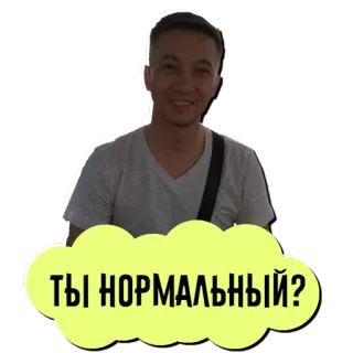 😐 cf6ba1f6 ТЫ НОРМАЛЬНЫЙ? pregunta, normal, ruso, hombre, nube, pegatina telegram sticker