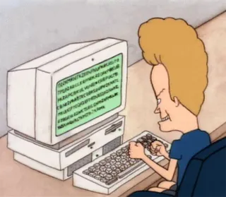 ⌨ 609ae1cd Beavis Beavis and Butt-Head 비비스와 버트헤드, 만화, 컴퓨터, 타이핑, 90년대, MTV telegram sticker