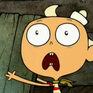 😱 be1915be Flapjack The Marvelous Misadventures of Flapjack Comicfigur, Zeichentrickserie, Flapjack, Kind, Seemann, offener Mund, geschockt telegram sticker