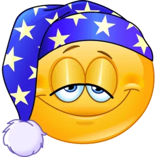 😴 d33e0884 表情符号, 睡觉, 睡帽, 星星, 困倦的, 卡通 telegram sticker
