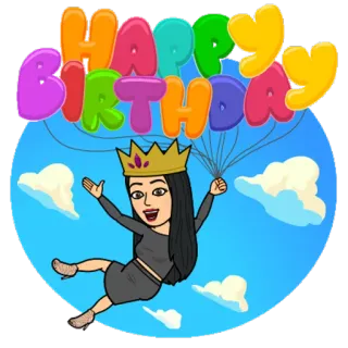 🎈 009bf122 HAPPY BIRTHDAY Geburtstag, Feier, Luftballons, Glücklich, Party, Bitmoji, Frau, Krone telegram sticker