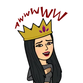 😌 64b59879 AWWWWW Cartoon, Bitmoji, Königin, Krone, Süß, Weiblich telegram sticker