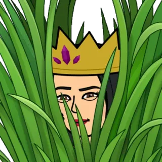 🌿 942857c3 Bitmoji, Königin, Gras, Verstecken, Cartoon, Avatar telegram sticker