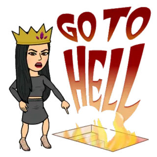 👿 f19d6b1a GO TO HELL Hölle, wütend, Krone, Feuer, Fluch, Attitüde telegram sticker