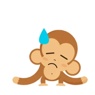 😓 104b5a61 猴子, 伤心, 担心, 汗滴, 卡通, 动物 telegram sticker