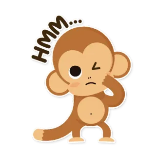 🤔 2e704621 HMM... 猴子, 思考, 嗯, 卡通, 动物, 可爱 telegram sticker
