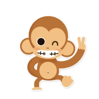 ✌ 40b67c02 猴子, 动物, 卡通, 可爱, 和平标志, 眨眼 telegram sticker