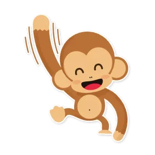 👋 41534a0a 猴子, 卡通, 可爱, 动物, 顽皮, 快乐 telegram sticker