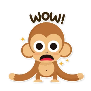 😳 e74d3e4e WOW! 猴子, 哇, 惊喜, 可爱, 贴纸, 动物 telegram sticker